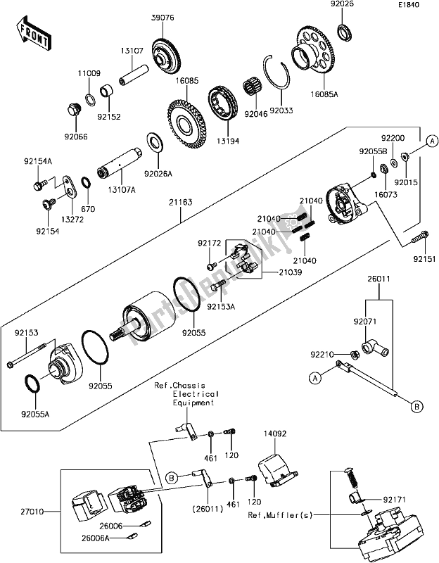 All parts for the D-6 Starter Motor of the Kawasaki ZX 1000 Ninja ZX-10R ABS KRT 2017