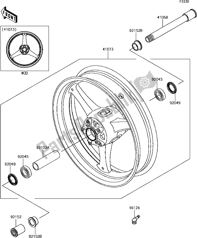 Wszystkie części do E-13front Hub Kawasaki ZX 1000 Ninja ZX-10R ABS KRT 2017