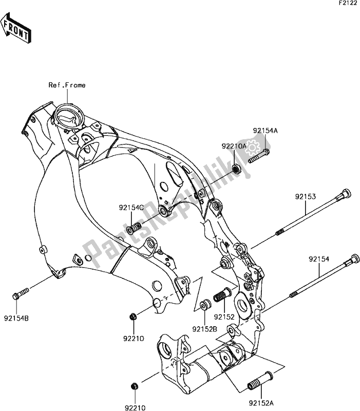 All parts for the E-4 Engine Mount of the Kawasaki ZX 1000 Ninja ZX-10R ABS KRT 2017