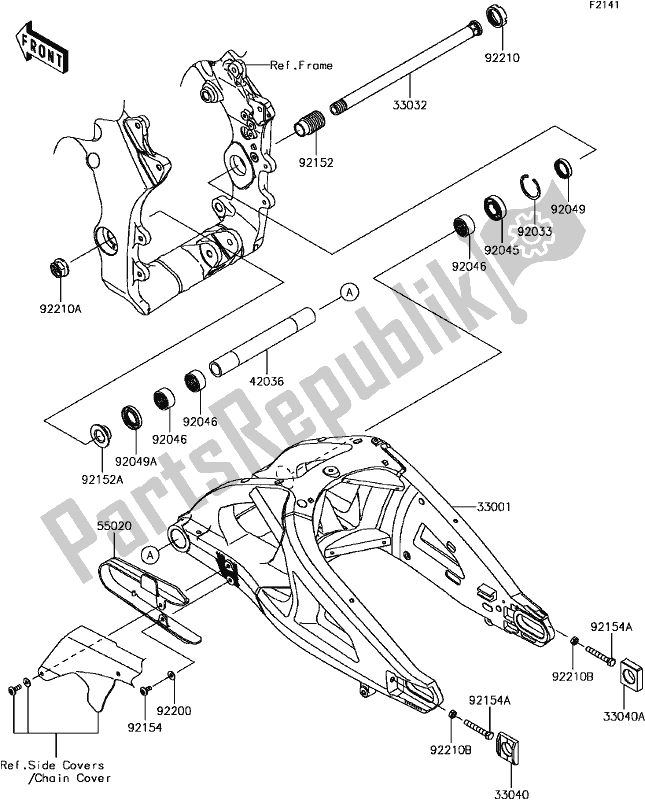 Tutte le parti per il E-6 Swingarm del Kawasaki ZX 1000 Ninja ZX-10R ABS KRT 2017