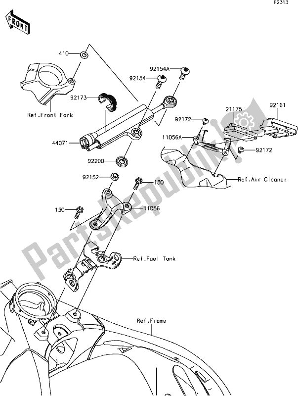 Tutte le parti per il F-11steering Damper del Kawasaki ZX 1000 Ninja ZX-10R ABS KRT 2017