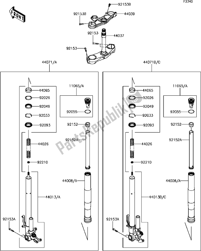 Todas las partes para F-12front Fork de Kawasaki ZX 1000 Ninja ZX-10R ABS KRT 2017