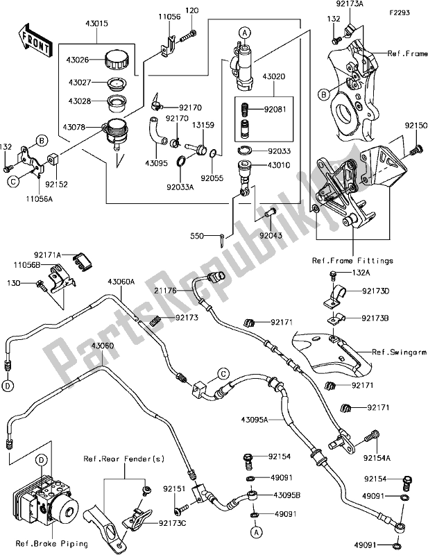 All parts for the F-8 Rear Master Cylinder(2/2) of the Kawasaki ZX 1000 Ninja ZX-10R ABS KRT 2017