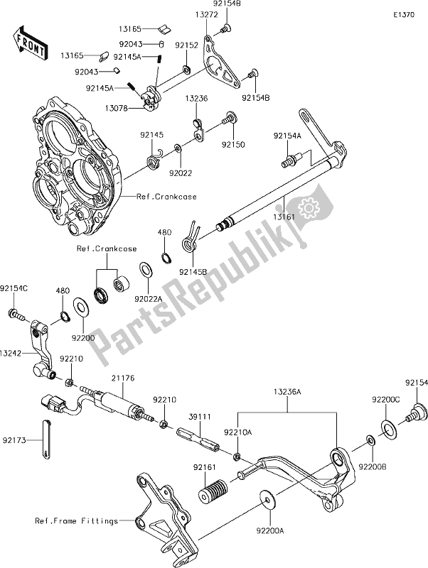 Wszystkie części do 12 Gear Change Mechanism Kawasaki ZX 1000 Ninja ZX-10R KRT MY 18 2018