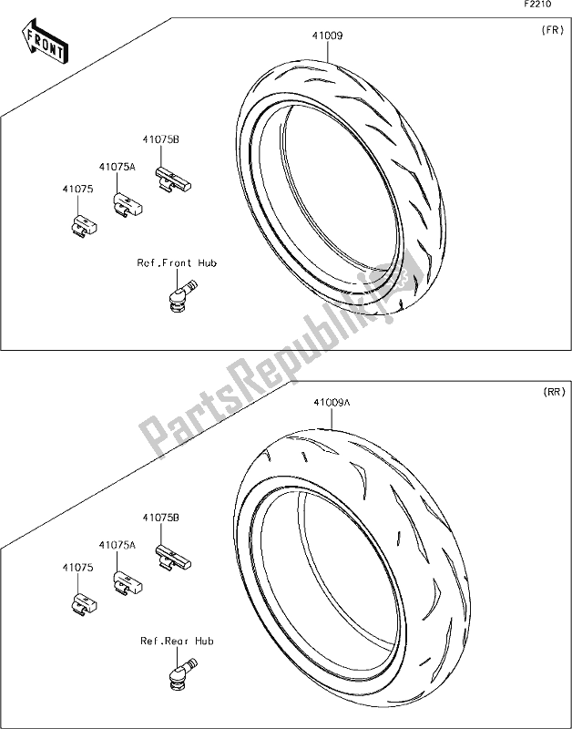 Alle onderdelen voor de 37 Tires van de Kawasaki ZX 1000 Ninja ZX-10R KRT MY 18 2018