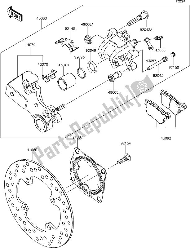 Wszystkie części do 45 Rear Brake Kawasaki ZX 1000 Ninja ZX-10R KRT MY 18 2018