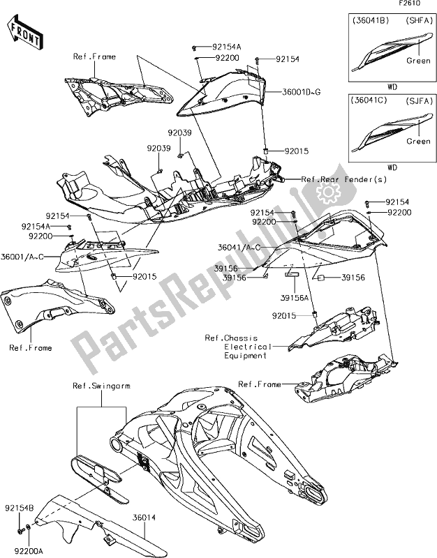 Wszystkie części do 54 Side Covers/chain Cover Kawasaki ZX 1000 Ninja ZX-10R KRT MY 18 2018