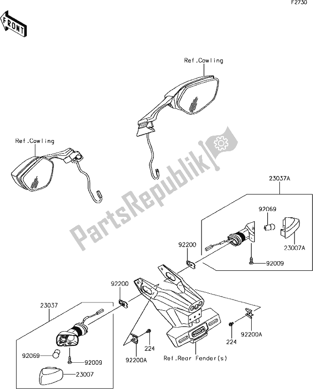 Wszystkie części do 57 Turn Signals Kawasaki ZX 1000 Ninja ZX-10R KRT MY 18 2018