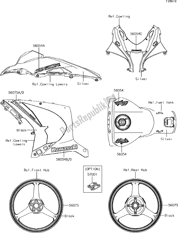 Wszystkie części do 64 Decals(silver)(sjf) Kawasaki ZX 1000 Ninja ZX-10R KRT MY 18 2018