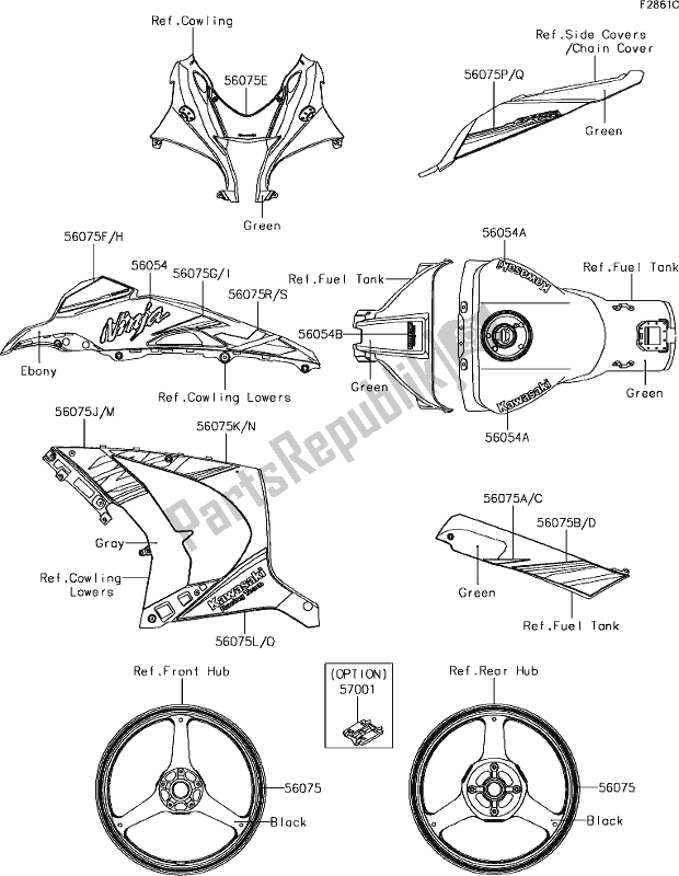 Wszystkie części do 65 Decals(green)(sjfa) Kawasaki ZX 1000 Ninja ZX-10R KRT MY 18 2018