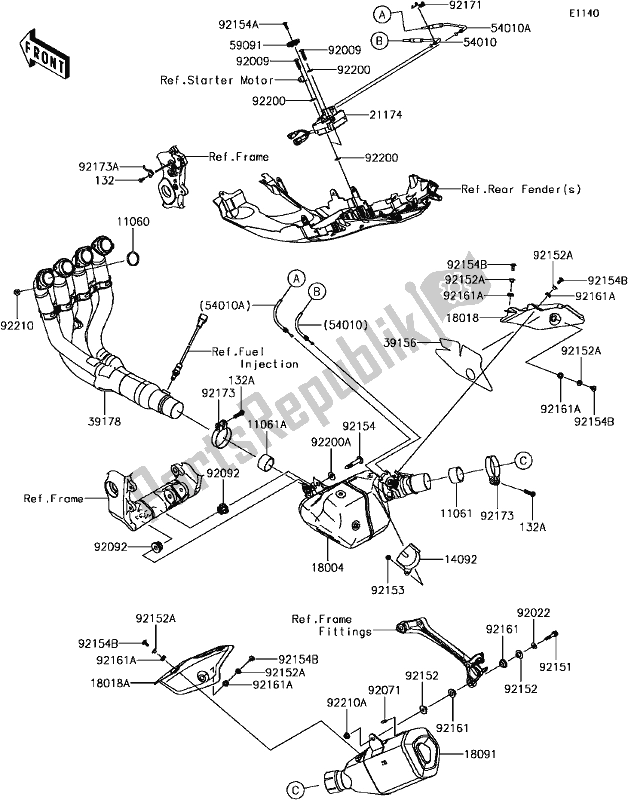 All parts for the B-7 Muffler(s) of the Kawasaki ZX 1000 Ninja ZX-10R KRT Replica NON ABS 2017