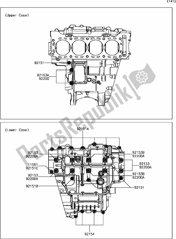 All parts for the C-8 Crankcase Bolt Pattern of the Kawasaki ZX 1000 Ninja ZX-10R KRT Replica NON ABS 2017