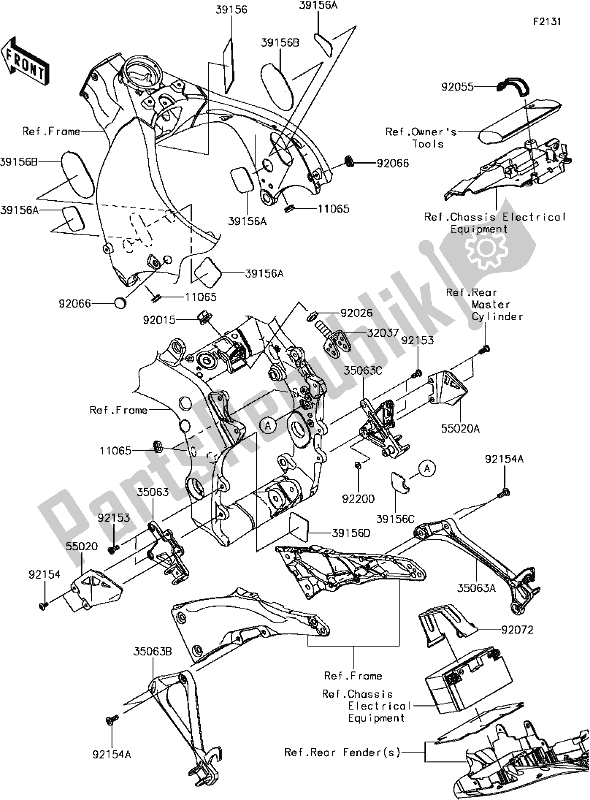 All parts for the E-5 Frame Fittings of the Kawasaki ZX 1000 Ninja ZX-10R KRT Replica NON ABS 2017