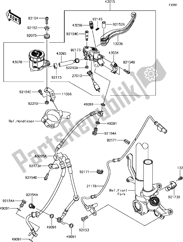 All parts for the F-5 Front Master Cylinder of the Kawasaki ZX 1000 Ninja ZX-10R KRT Replica NON ABS 2017