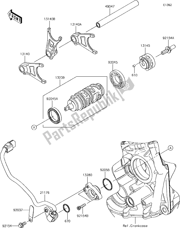 Toutes les pièces pour le 11 Gear Change Drum/shift Fork(s) du Kawasaki ZX 1000 Ninja ZX-10R SL1 MY 18 2018