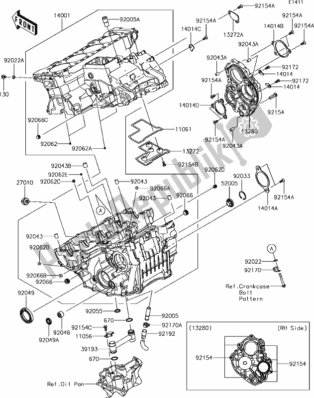 Wszystkie części do 13 Crankcase Kawasaki ZX 1000 Ninja ZX-10R SL1 MY 18 2018