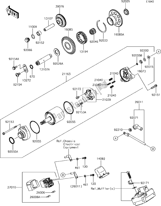 Tutte le parti per il 24 Starter Motor del Kawasaki ZX 1000 Ninja ZX-10R SL1 MY 18 2018