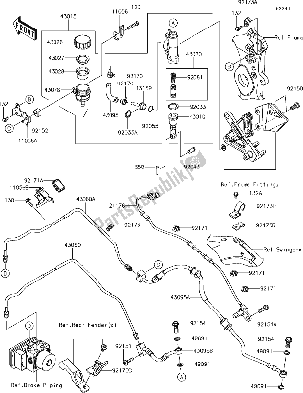 Tutte le parti per il 44-1rear Master Cylinder del Kawasaki ZX 1000 Ninja ZX-10R SL1 MY 18 2018