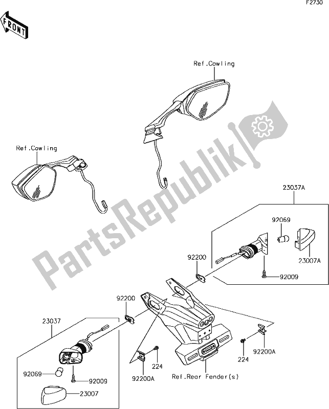 All parts for the 57 Turn Signals of the Kawasaki ZX 1000 Ninja ZX-10R SL1 MY 18 2018