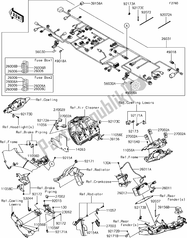 Tutte le parti per il 58-1chassis Electrical Equipment del Kawasaki ZX 1000 Ninja ZX-10R SL1 MY 18 2018