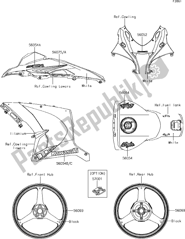 Toutes les pièces pour le 62 Decals(white)(shf) du Kawasaki ZX 1000 Ninja ZX-10R SL1 MY 18 2018