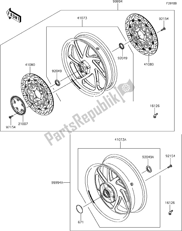 Toutes les pièces pour le 71 Accessory(marchesini Wheel) du Kawasaki ZX 1000 Ninja ZX-10R SL1 MY 18 2018