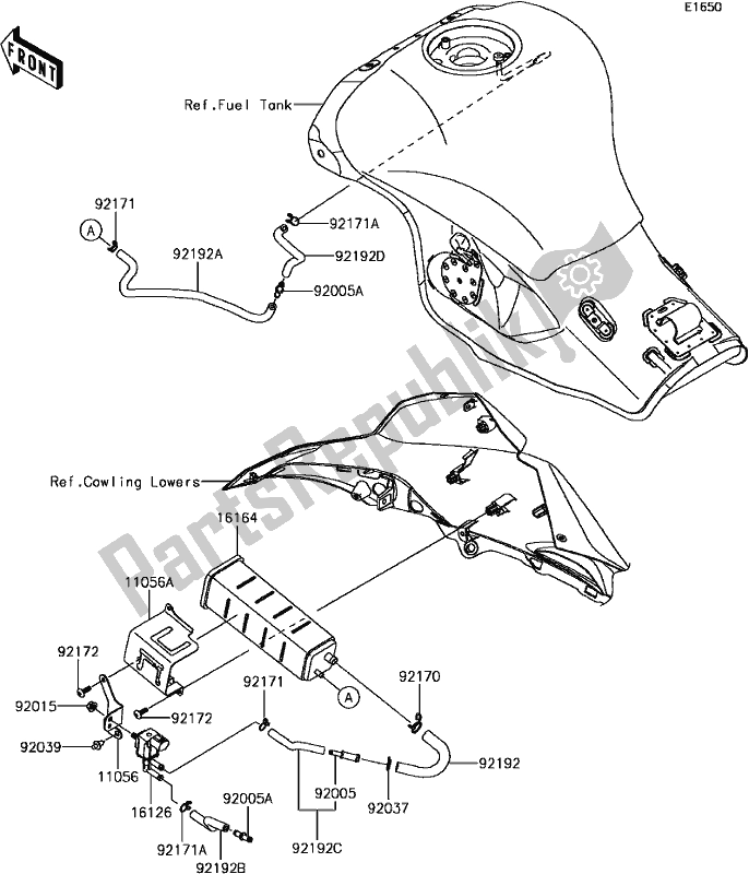 Alle onderdelen voor de C-14fuel Evaporative System van de Kawasaki ZX 1000 Ninja ZX-10 RR 2017