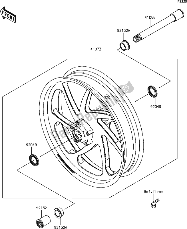 Wszystkie części do E-13front Hub Kawasaki ZX 1000 Ninja ZX-10 RR 2017