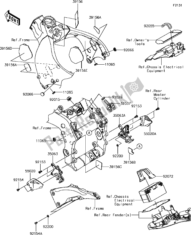 Todas as partes de E-5 Frame Fittings do Kawasaki ZX 1000 Ninja ZX-10 RR 2017