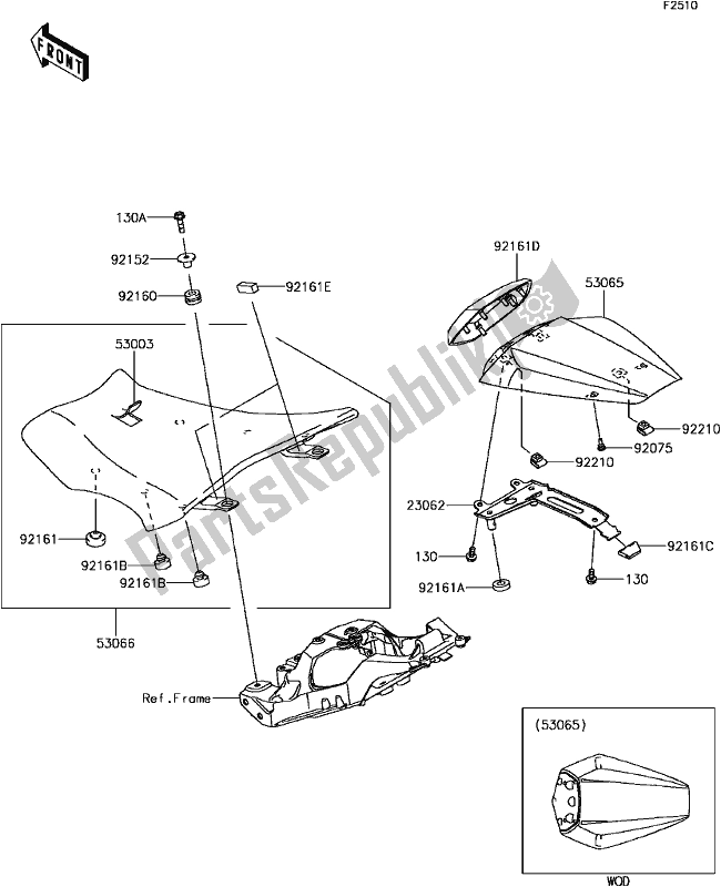 Alle onderdelen voor de F-14seat van de Kawasaki ZX 1000 Ninja ZX-10 RR 2017