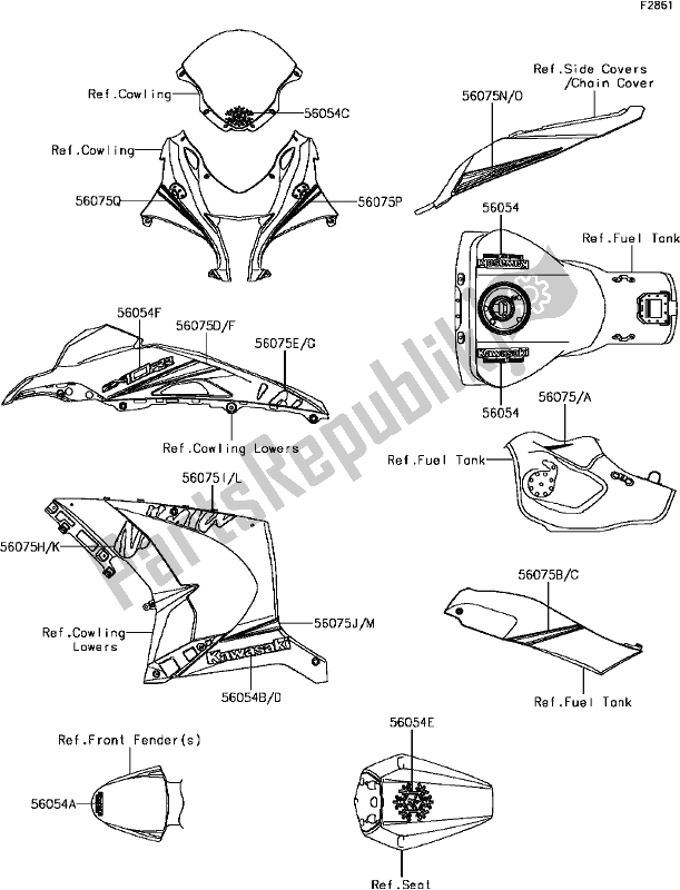 Alle onderdelen voor de G-14decals van de Kawasaki ZX 1000 Ninja ZX-10 RR 2017