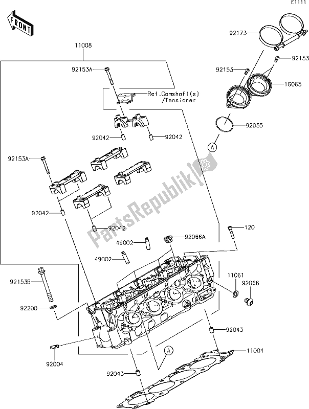 All parts for the 1 Cylinder Head of the Kawasaki ZX 1000 Ninja ZX-10 RR 2018 MY 2018