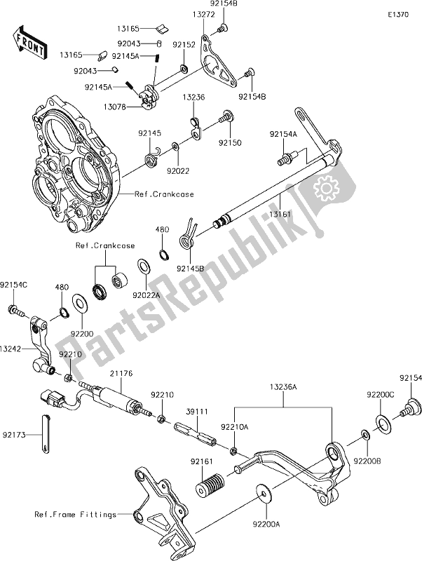 Alle onderdelen voor de 12 Gear Change Mechanism van de Kawasaki ZX 1000 Ninja ZX-10 RR 2018 MY 2018