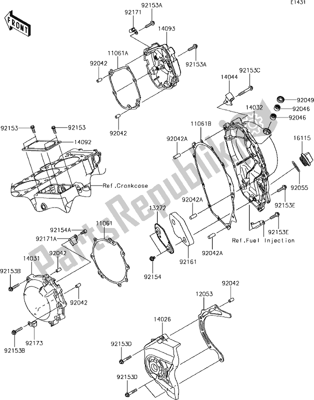 All parts for the 15 Engine Cover(s) of the Kawasaki ZX 1000 Ninja ZX-10 RR 2018 MY 2018