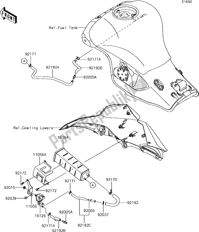 Tutte le parti per il 20 Fuel Evaporative System del Kawasaki ZX 1000 Ninja ZX-10 RR 2018 MY 2018