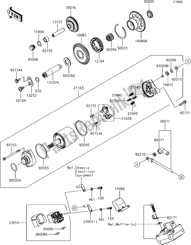 Alle onderdelen voor de 24 Starter Motor van de Kawasaki ZX 1000 Ninja ZX-10 RR 2018 MY 2018