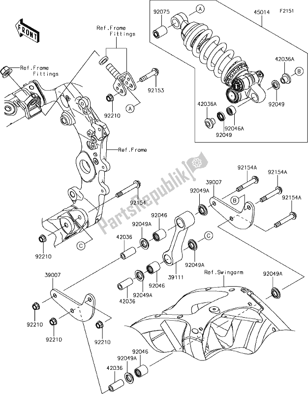 Alle onderdelen voor de 32 Suspension/shock Absorber van de Kawasaki ZX 1000 Ninja ZX-10 RR 2018 MY 2018