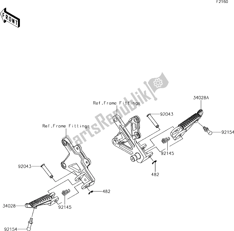 All parts for the 33 Footrests of the Kawasaki ZX 1000 Ninja ZX-10 RR 2018 MY 2018