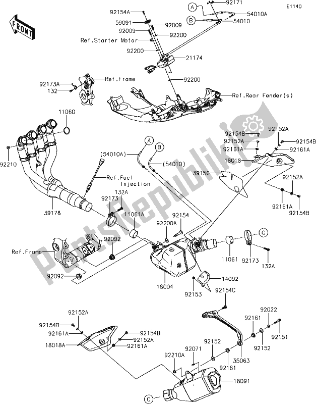 Tutte le parti per il 4 Muffler(s) del Kawasaki ZX 1000 Ninja ZX-10 RR 2018 MY 2018