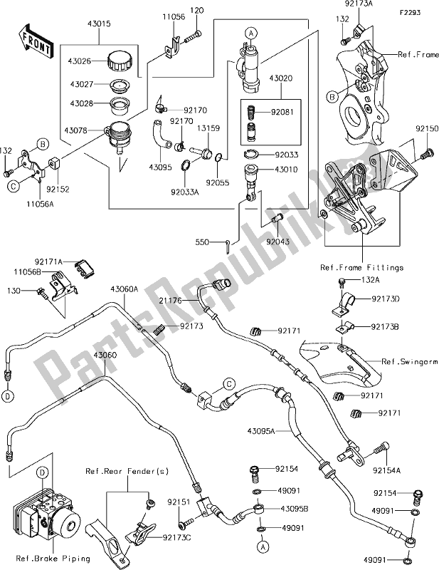 Toutes les pièces pour le 44-1rear Master Cylinder du Kawasaki ZX 1000 Ninja ZX-10 RR 2018 MY 2018