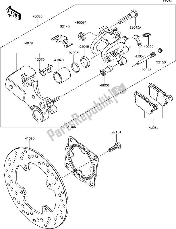 All parts for the 45 Rear Brake of the Kawasaki ZX 1000 Ninja ZX-10 RR 2018 MY 2018