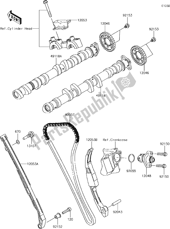 All parts for the 6 Camshaft(s)/tensioner of the Kawasaki ZX 1000 Ninja ZX-10 RR 2018 MY 2018