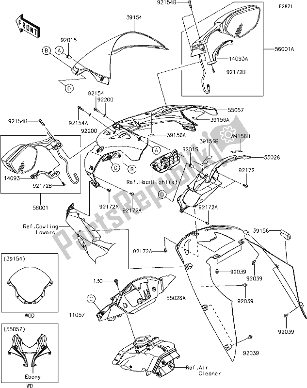 All parts for the 62 Cowling of the Kawasaki ZX 1000 Ninja ZX-10 RR 2018 MY 2018