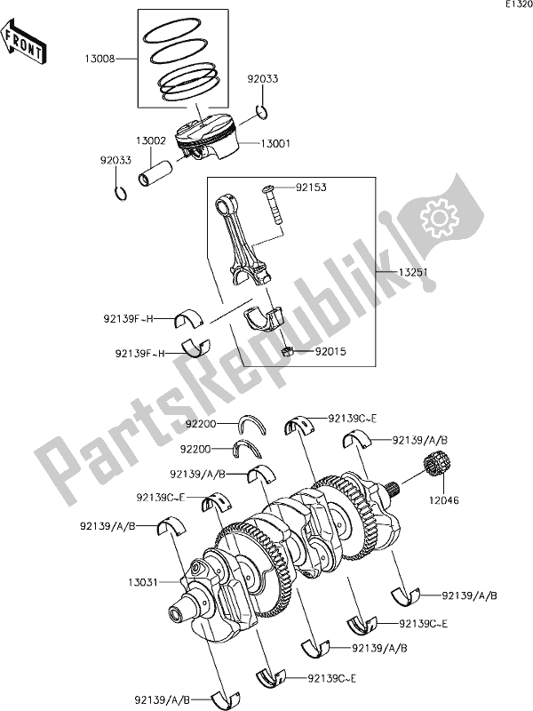 All parts for the 7 Crankshaft/piston(s) of the Kawasaki ZX 1000 Ninja ZX-10 RR 2018 MY 2018