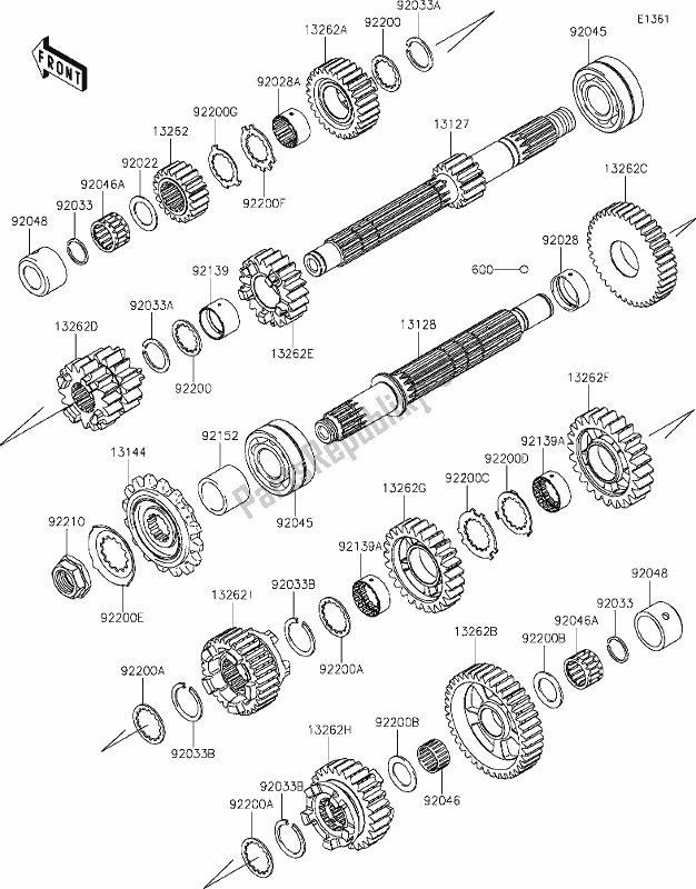 All parts for the 11 Transmission of the Kawasaki ZX 1002 Ninja 1000 SX 2020