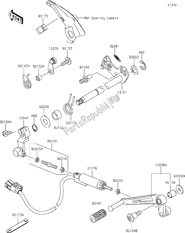 All parts for the 13 Gear Change Mechanism of the Kawasaki ZX 1002 Ninja 1000 SX 2020