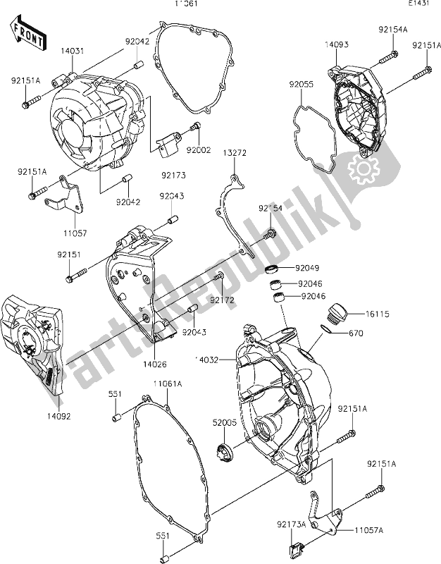 Tutte le parti per il 16 Engine Cover(s) del Kawasaki ZX 1002 Ninja 1000 SX 2020