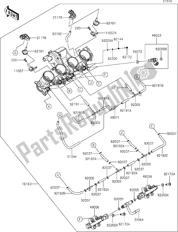 All parts for the 18 Throttle of the Kawasaki ZX 1002 Ninja 1000 SX 2020