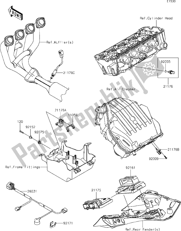 Wszystkie części do 20 Fuel Injection Kawasaki ZX 1002 Ninja 1000 SX 2020