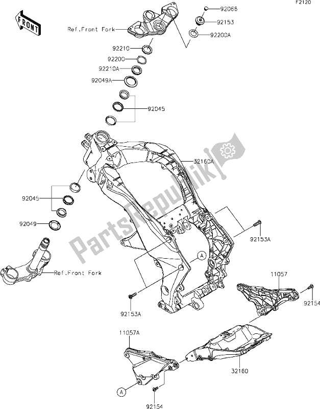 Toutes les pièces pour le 28 Frame du Kawasaki ZX 1002 Ninja 1000 SX 2020